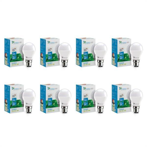 SYSKA 15W LED Bulbs with Life Span Up To 50000 Hours- (White)- Pack of 8